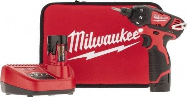 Milwaukee Tool - 12 Volts, Lithium-Ion Battery, Pistol Grip Cordless Screwdriver - 500 RPM, 150 Inch/Lbs. Torque - Apex Tool & Supply