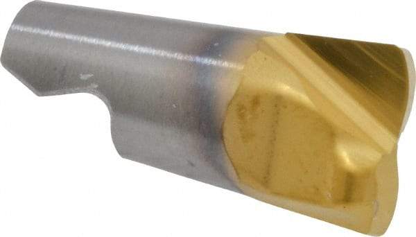 Seco - MM08 MD06 Grade F30M Carbide End Milling Tip Insert - TiAlN/TiN Finish, 2 Flutes, 0.315" Cutting Diam, 0.016" Depth of Cut, 0.268" Extension, 0.157" Cnr Rad - Apex Tool & Supply