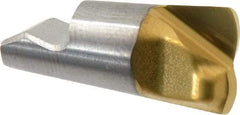Seco - MM10 MD08 Grade F30M Carbide End Milling Tip Insert - TiAlN/TiN Finish, 2 Flutes, 0.394" Cutting Diam, 0.02" Depth of Cut, 0.335" Extension, 0.197" Cnr Rad - Apex Tool & Supply