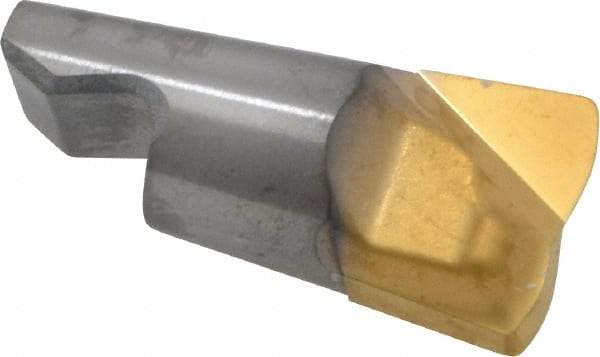 Seco - MM12 MD10 Grade F30M Carbide End Milling Tip Insert - TiAlN/TiN Finish, 2 Flutes, 0.472" Cutting Diam, 0.024" Depth of Cut, 0.401" Extension, 0.256" Cnr Rad - Apex Tool & Supply