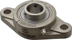 Browning - 1" ID, 4-7/8" OAL x 2-11/16" OAH 2-Bolt Flange - 1,651 Lb Static Cap, 2,801 Lb Dyn Cap, 3-57/64" Btw Mnt Hole Ctrs, Stainless Steel - Apex Tool & Supply