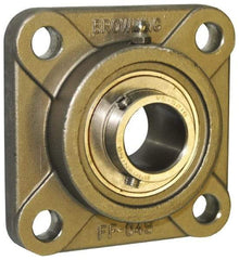 Browning - 1" ID, 3-3/4" OAL x 3-3/4" OAH 4-Bolt Flange - 1,651 Lb Static Cap, 2,801 Lb Dyn Cap, 2-3/4" Btw Mnt Hole Ctrs, Stainless Steel - Apex Tool & Supply