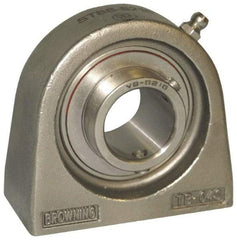Browning - 3/4" ID, 2-7/8" OAL x 2-9/16" OAH Tapped Base - 1,444 Lb Static Cap, 2,611 Lb Dyn Cap, 2" Btw Mnt Hole Ctrs, 1-5/16" Base-to-Ctr Ht, Stainless Steel - Apex Tool & Supply
