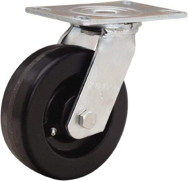 Hamilton - 6" Diam x 2" Wide x 7-1/2" OAH Top Plate Mount Swivel Caster - Phenolic, 900 Lb Capacity, Straight Roller Bearing, 4-1/2 x 6-1/4" Plate - Apex Tool & Supply