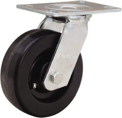 Hamilton - 6" Diam x 2" Wide x 7-1/2" OAH Top Plate Mount Swivel Caster - Phenolic, 900 Lb Capacity, Straight Roller Bearing, 4-1/2 x 6-1/4" Plate - Apex Tool & Supply