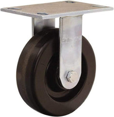 Hamilton - 6" Diam x 2" Wide x 7-1/2" OAH Top Plate Mount Rigid Caster - Phenolic, 900 Lb Capacity, Straight Roller Bearing, 4-1/2 x 6-1/4" Plate - Apex Tool & Supply