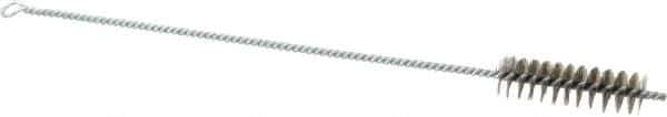 Schaefer Brush - 3" Long x 7/8" Diam Stainless Steel Long Handle Wire Tube Brush - Single Spiral, 15" OAL, 0.007" Wire Diam, 3/8" Shank Diam - Apex Tool & Supply