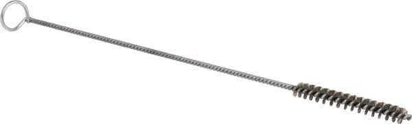 Schaefer Brush - 3" Long x 3/8" Diam Stainless Steel Long Handle Wire Tube Brush - Single Spiral, 27" OAL, 0.005" Wire Diam, 0.145" Shank Diam - Apex Tool & Supply