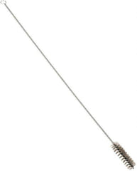 Schaefer Brush - 3" Long x 7/8" Diam Stainless Steel Long Handle Wire Tube Brush - Single Spiral, 27" OAL, 0.007" Wire Diam, 3/8" Shank Diam - Apex Tool & Supply
