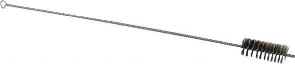 Schaefer Brush - 3" Long x 1-1/4" Diam Stainless Steel Long Handle Wire Tube Brush - Single Spiral, 27" OAL, 0.007" Wire Diam, 3/8" Shank Diam - Apex Tool & Supply