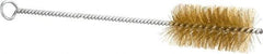 Schaefer Brush - 3" Long x 1-1/2" Diam Brass Long Handle Wire Tube Brush - Single Spiral, 27" OAL, 0.008" Wire Diam, 3/8" Shank Diam - Apex Tool & Supply
