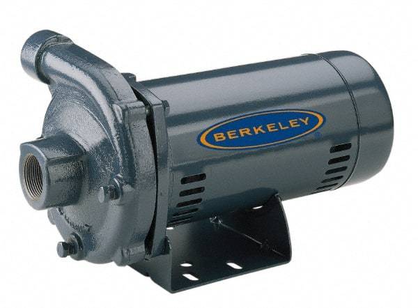 Berkeley - ODP Motor, 115/230 Volt, 1 Phase, Cast Iron Straight Pump - 1-1/4 Inch Inlet, 1 Inch Outlet, 113 Max Head psi, Noryl Impeller - Apex Tool & Supply