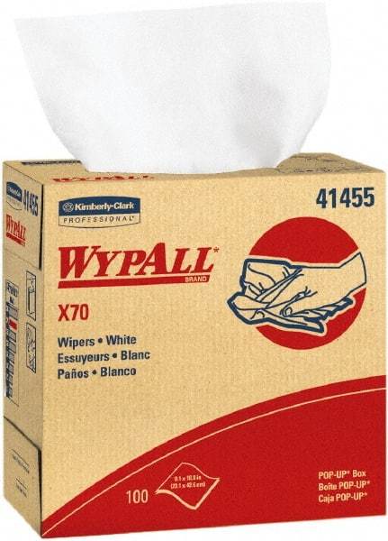 WypAll - X70 Dry Shop Towel/Industrial Wipes - Pop-Up, 16-3/4" x 9" Sheet Size, White - Apex Tool & Supply