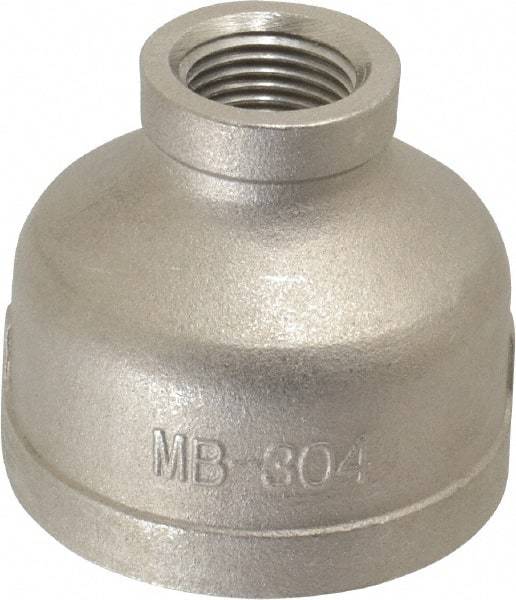 Merit Brass - 1-1/2 x 1/2" Grade 304 Stainless Steel Pipe Reducer Coupling - FNPT x FNPT End Connections, 150 psi - Apex Tool & Supply