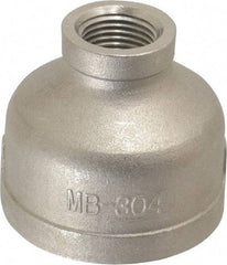 Merit Brass - 1-1/2 x 1/2" Grade 304 Stainless Steel Pipe Reducer Coupling - FNPT x FNPT End Connections, 150 psi - Apex Tool & Supply