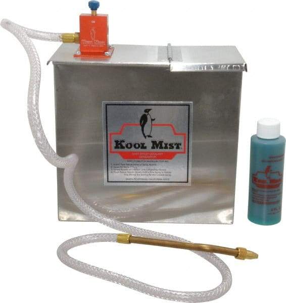 Kool Mist - 1 Outlet, 1 Gal Tank Capacity, Stainless Steel Tank Mist Coolant System - 4' Coolant Line Length, 6" Hose Length, 5/16" Nozzle Diam - Apex Tool & Supply