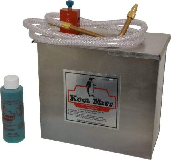 Kool Mist - 1 Outlet, 1 Gal Tank Capacity, Stainless Steel Tank Mist Coolant System - 4' Coolant Line Length, 6" Hose Length, 5/16" Nozzle Diam - Apex Tool & Supply