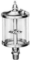 Trico - 1 Outlet, Glass Bowl, 5 Ounce Manual-Adjustable Oil Reservoir - 3/8 NPT Outlet, 2-5/8" Diam x 6-1/16" High - Apex Tool & Supply