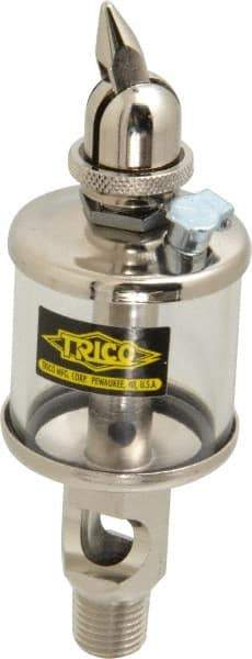 Trico - 1 Outlet, Glass Bowl, 1 Ounce Manual-Adjustable Oil Reservoir - 1/4 NPT Outlet, 1-5/8" Diam x 5-11/16" High - Apex Tool & Supply