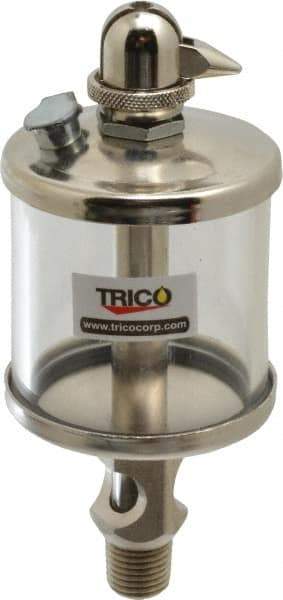 Trico - 1 Outlet, Glass Bowl, 2.5 Ounce Manual-Adjustable Oil Reservoir - 1/4 NPT Outlet, 2-1/8" Diam x 5-7/16" High - Apex Tool & Supply