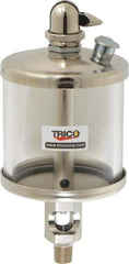 Trico - 1 Outlet, Glass Bowl, 5 Ounce Manual-Adjustable Oil Reservoir - 1/8 NPT Outlet, 2-5/8" Diam x 6-1/16" High - Apex Tool & Supply