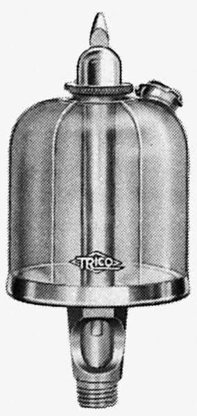 Trico - 1 Outlet, Acrylic Bowl, 8 Ounce Manual-Adjustable Oil Reservoir - 3/8 NPT Outlet, 2-5/8" Diam x 6-3/8" High - Apex Tool & Supply