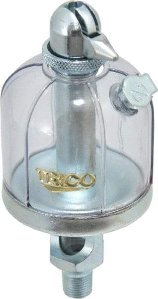 Trico - 1 Outlet, Acrylic Bowl, 2 Ounce Manual-Adjustable Oil Reservoir - 1/8 NPT Outlet, 1-15/16" Diam x 4-1/2" High - Apex Tool & Supply