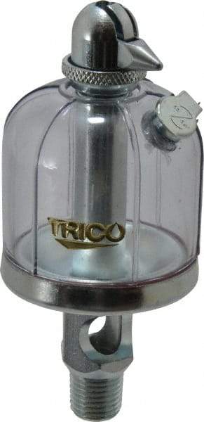 Trico - 1 Outlet, Acrylic Bowl, 2 Ounce Manual-Adjustable Oil Reservoir - 1/4 NPT Outlet, 1-15/16" Diam x 4-1/2" High - Apex Tool & Supply