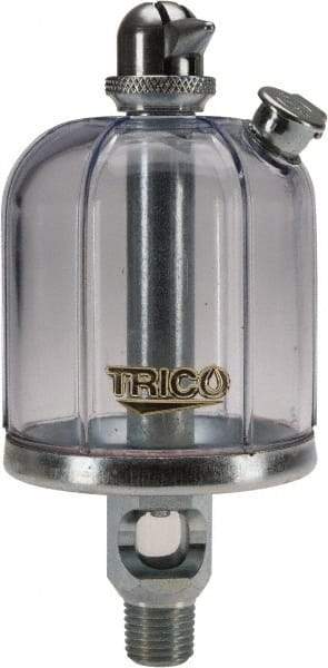 Trico - 1 Outlet, Acrylic Bowl, 4 Ounce Manual-Adjustable Oil Reservoir - 1/4 NPT Outlet, 2-5/16" Diam x 5-5/16" High - Apex Tool & Supply