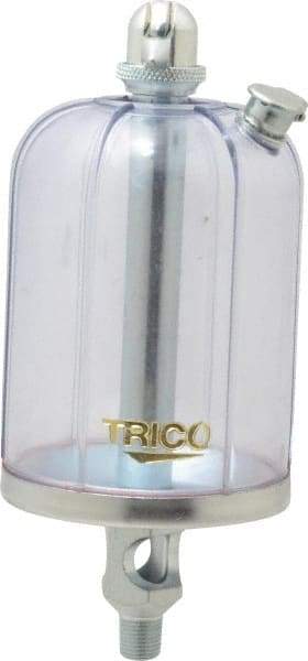 Trico - 1 Outlet, Acrylic Bowl, 8 Ounce Manual-Adjustable Oil Reservoir - 1/8 NPT Outlet, 2-5/8" Diam x 6-3/8" High - Apex Tool & Supply