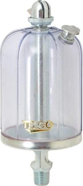 Trico - 1 Outlet, Acrylic Bowl, 8 Ounce Manual-Adjustable Oil Reservoir - 1/4 NPT Outlet, 2-5/8" Diam x 6-3/8" High - Apex Tool & Supply