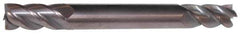 Accupro - 5/32", 7/16" LOC, 3/8" Shank Diam, 3" OAL, 4 Flute, Solid Carbide Square End Mill - Double End, AlTiN Finish, Spiral Flute, 40° Helix, Centercutting, Right Hand Cut, Right Hand Flute - Apex Tool & Supply
