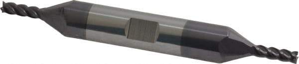 Accupro - 1/8", 3/8" LOC, 3/8" Shank Diam, 3" OAL, 4 Flute, Solid Carbide Square End Mill - Double End, AlTiN Finish, Spiral Flute, 40° Helix, Centercutting, Right Hand Cut, Right Hand Flute - Apex Tool & Supply