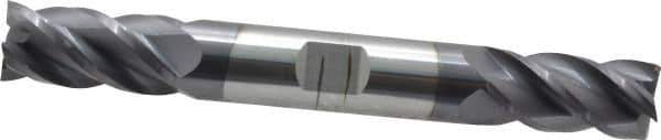 Accupro - 1/2", 1" LOC, 1/2" Shank Diam, 4" OAL, 4 Flute, Solid Carbide Square End Mill - Double End, AlTiN Finish, Spiral Flute, 40° Helix, Centercutting, Right Hand Cut, Right Hand Flute - Apex Tool & Supply