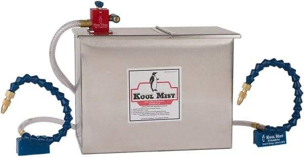 Kool Mist - 4 Outlet, 3 Gal Tank Capacity, Stainless Steel Tank Mist Coolant System - 4' Coolant Line Length, 18" Hose Length, 5/16" Nozzle Diam - Apex Tool & Supply