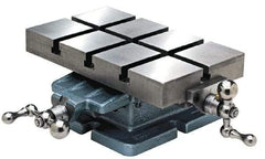 Palmgren - 6" Table Width x 12 Table Length, 4-1/2" Cross Travel x 8" Longitudinal Travel, Slide Machining Table - 4-3/8" Overall Height, One 7/16" Longitudinal T Slot, 7-5/8" Base Length x 6-3/8" Base Width - Apex Tool & Supply