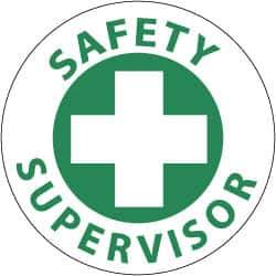 NMC - Safety Supervisor, Hard Hat Label - Green on White, 2" Thick, For Accident Prevention - Apex Tool & Supply
