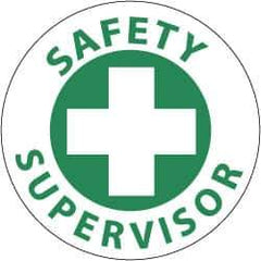 NMC - Safety Supervisor, Hard Hat Label - Green on White, 2" Thick, For Accident Prevention - Apex Tool & Supply