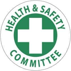 NMC - Health & Safety Committee, Hard Hat Label - Green on White, 2" Thick, For Accident Prevention - Apex Tool & Supply