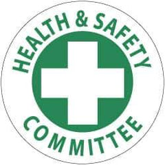 NMC - Health & Safety Committee, Hard Hat Label - Green on White, 2" Thick, For Accident Prevention - Apex Tool & Supply