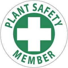 NMC - Plant Safety Member, Hard Hat Label - Green on White, 2" Thick, For Accident Prevention - Apex Tool & Supply