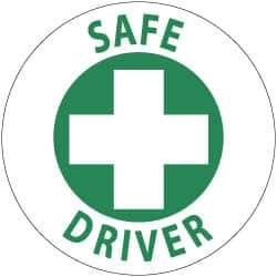 NMC - Safe Driver, Hard Hat Label - Green on White, 2" Thick, For Accident Prevention - Apex Tool & Supply