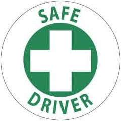 NMC - Safe Driver, Hard Hat Label - Green on White, 2" Thick, For Accident Prevention - Apex Tool & Supply