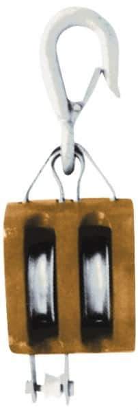 Value Collection - 1, 800 Lbs. Load Limit, Shell Pulley - Single Sheave, 3-1/2 Inch Outside Diameter, Fibrous Rope, 3/4 Inch Diameter, Wood - Apex Tool & Supply