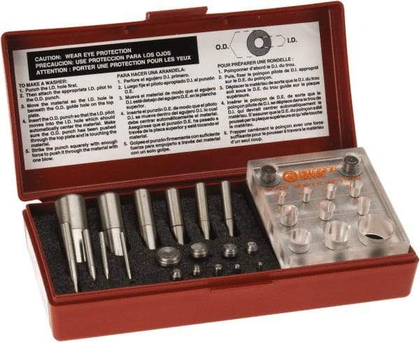 Made in USA - 3 to 20mm Diameter Shim Punch and Die Set - 10 Piece - Apex Tool & Supply