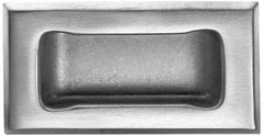 Made in USA - 4" Overall Width x 2" Overall Height, 0.63" Recess Depth, Satin Recessed Pull - Stainless Steel, 1.4" Recess Height, 3.19" Recess Width, 3.62" Center to Center - Apex Tool & Supply