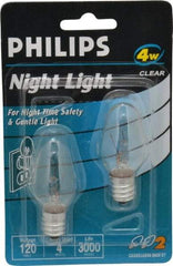 Philips - 4 Watt Incandescent Residential/Office Candelabra Screw Lamp - 2,700°K Color Temp, 16 Lumens, 120 Volts, Dimmable, C7, 3,000 hr Avg Life - Apex Tool & Supply