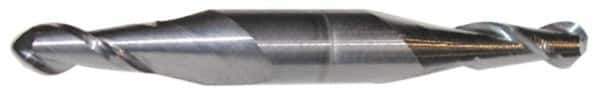 Accupro - 7/16" Diam, 9/16" LOC, 2 Flute Solid Carbide Ball End Mill - AlTiN Finish, Double End, 2-3/4" OAL, 7/16" Shank Diam, Spiral Flute - Apex Tool & Supply