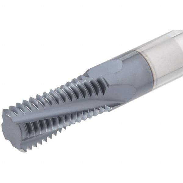 Iscar - 1/2-14, 7/8-14 BSPT, 0.4724" Cutting Diam, 4 Flute, Solid Carbide Helical Flute Thread Mill - Internal/External Thread, 3/4" LOC, 84mm OAL, 12mm Shank Diam - Apex Tool & Supply
