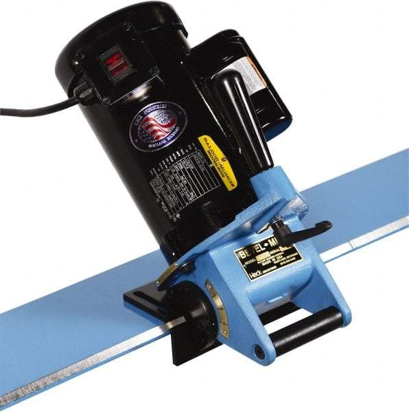 Heck Industries - 15 to 45° Bevel Angle, 3/8 Inch Bevel Capacity, 0.5 hp, Electric Beveler - 110 Volts, 1/8 Inch Min Workpiece Thickness - Apex Tool & Supply
